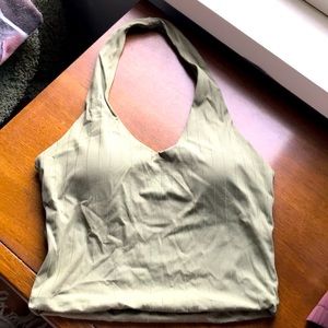 Klassy Network Sage Green Halter Crop Top built in bra